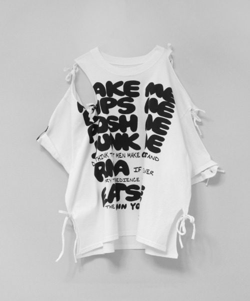 RNA(アールエヌエー)の「M2672 リボンスラッシュルーズTEE(Tシャツ/カットソー・レディース・ホワイト/ブラック/ブルー・MEDIUM)」の8枚目の写真