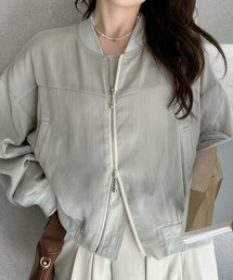 umune（ウムネ）の「シアーブルゾン 楊柳 シースルー ジャケット アウター ライトアウター 羽織り シアー ノーカラー クロップド丈 ドロスト 透け感 春夏（ブルゾン）」