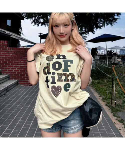 GRAVER（グレーバー）の「[ユニセックス]カモ END OF TIME 半袖Tシャツ_4カラー（Tシャツ/カットソー・レディース・チャコールグレー/ブラック/ホワイト/ベージュ・X-LARGE/SMALL/LARGE/MEDIUM）」の4枚目の写真
