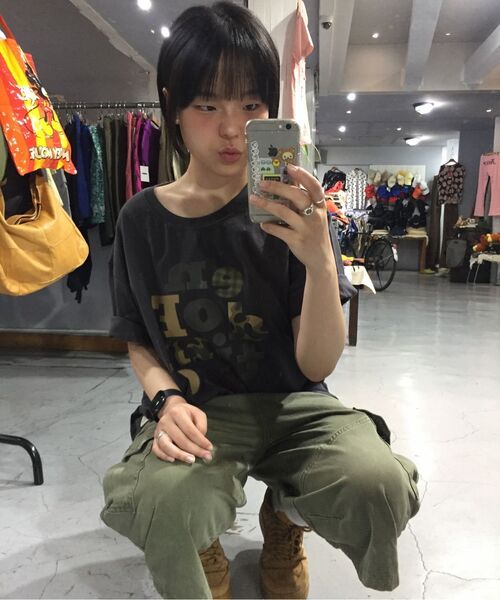 GRAVER（グレーバー）の「[ユニセックス]カモ END OF TIME 半袖Tシャツ_4カラー（Tシャツ/カットソー・レディース・チャコールグレー/ブラック/ホワイト/ベージュ・X-LARGE/SMALL/LARGE/MEDIUM）」の16枚目の写真
