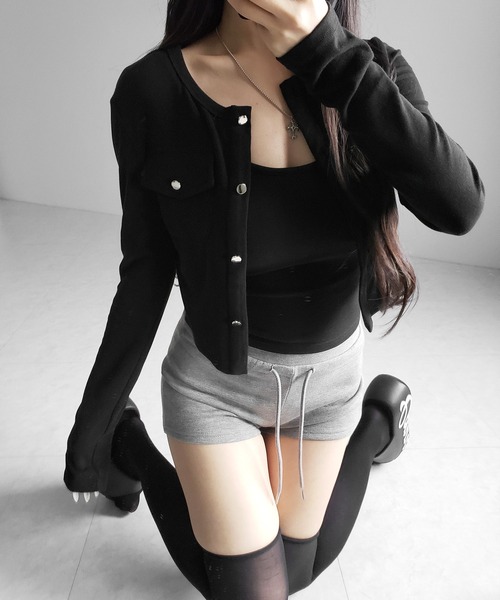 me+em select(ミームセレクト)の「【 2点セット 】アウトポケットカーディガン + キャミソールセット / ( 2piece set ) out pocket cardigan + camisole SET(アンサンブル・レディース・アイボリー/ブラック・FREE)」の11枚目の写真