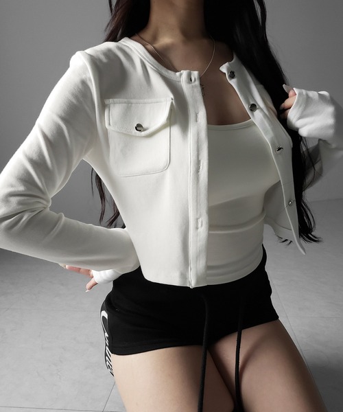 me+em select(ミームセレクト)の「【 2点セット 】アウトポケットカーディガン + キャミソールセット / ( 2piece set ) out pocket cardigan + camisole SET(アンサンブル・レディース・アイボリー/ブラック・FREE)」の20枚目の写真