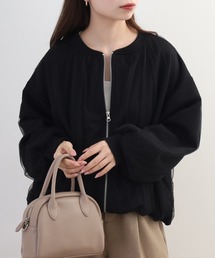 mitis（ミティス）の「mitis ダンボールニット チュール ドッキング ジップアップ ブルゾン（ブルゾン）」