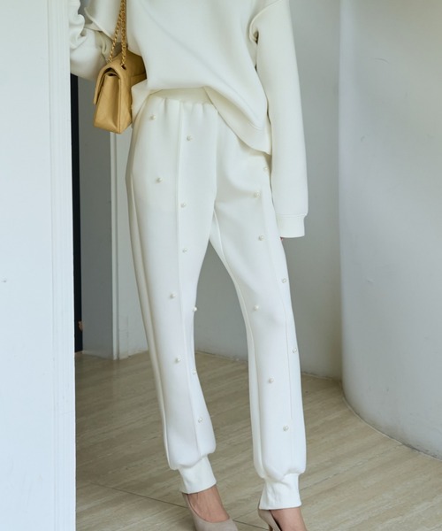 BIRTHDAY BASH(バースデイバッシュ)の「DIANA PEARL BEAUTY JOGGER PANTS(ダイアナパールビューティジョガーパンツ)(その他パンツ・レディース・グレー/ホワイト・SMALL/MEDIUM)」の9枚目の写真