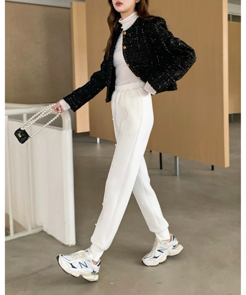 BIRTHDAY BASH(バースデイバッシュ)の「DIANA PEARL BEAUTY JOGGER PANTS(ダイアナパールビューティジョガーパンツ)(その他パンツ・レディース・グレー/ホワイト・SMALL/MEDIUM)」の17枚目の写真