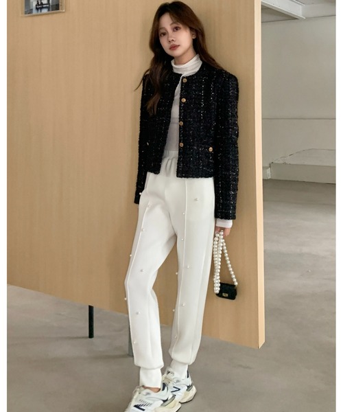BIRTHDAY BASH(バースデイバッシュ)の「DIANA PEARL BEAUTY JOGGER PANTS(ダイアナパールビューティジョガーパンツ)(その他パンツ・レディース・グレー/ホワイト・SMALL/MEDIUM)」の19枚目の写真