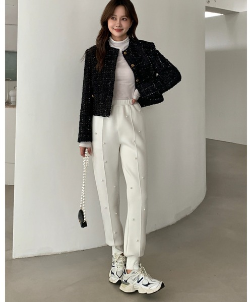 BIRTHDAY BASH(バースデイバッシュ)の「DIANA PEARL BEAUTY JOGGER PANTS(ダイアナパールビューティジョガーパンツ)(その他パンツ・レディース・グレー/ホワイト・SMALL/MEDIUM)」の18枚目の写真