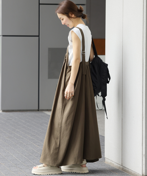 JOURNAL STANDARD relume（ジャーナルスタンダード　レリューム）の「《WEB+一部店舗限定》［2点セット］リネンミックスタックワンピース+タンク（ワンピース・レディース・ネイビー/ブラック/カーキ・FREE）」の6枚目の写真