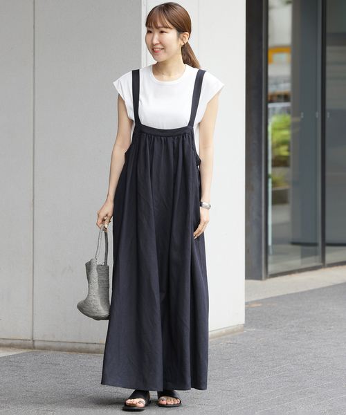 JOURNAL STANDARD relume（ジャーナルスタンダード　レリューム）の「《WEB+一部店舗限定》［2点セット］リネンミックスタックワンピース+タンク（ワンピース・レディース・ネイビー/ブラック/カーキ・FREE）」の8枚目の写真