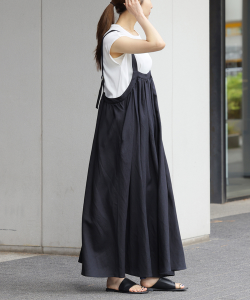 JOURNAL STANDARD relume（ジャーナルスタンダード　レリューム）の「《WEB+一部店舗限定》［2点セット］リネンミックスタックワンピース+タンク（ワンピース・レディース・ネイビー/ブラック/カーキ・FREE）」の10枚目の写真