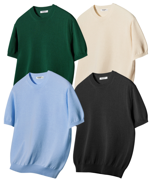 UNTAPPED STUDIO(アンタップドスタジオ)の「ウォッシャブルクールコットン半袖ラウンドニット5COLOR(Tシャツ/カットソー・レディース・ブラック/ネイビー/グリーン/オートミール/ライトブルー・M(95)/L/XL/2XL/XXX-LARGE)」の6枚目の写真