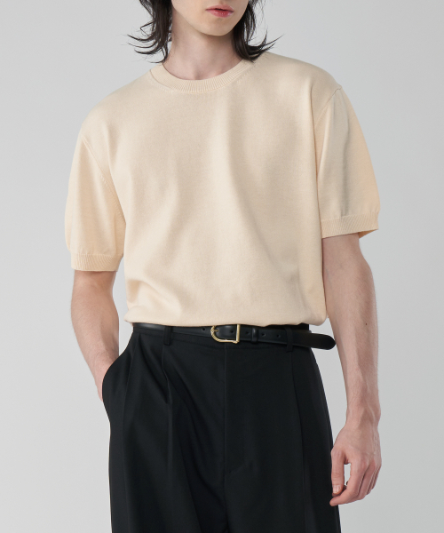 UNTAPPED STUDIO(アンタップドスタジオ)の「ウォッシャブルクールコットン半袖ラウンドニット5COLOR(Tシャツ/カットソー・レディース・ブラック/ネイビー/グリーン/オートミール/ライトブルー・M(95)/L/XL/2XL/XXX-LARGE)」の9枚目の写真