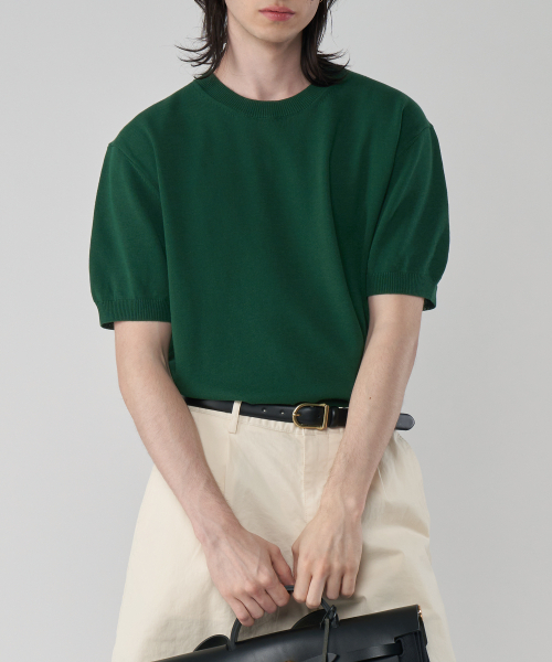 UNTAPPED STUDIO(アンタップドスタジオ)の「ウォッシャブルクールコットン半袖ラウンドニット5COLOR(Tシャツ/カットソー・レディース・ブラック/ネイビー/グリーン/オートミール/ライトブルー・M(95)/L/XL/2XL/XXX-LARGE)」の11枚目の写真