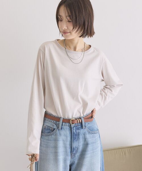 AMERICAN HOLIC(アメリカンホリック)の「シアーカラーボーダープルオーバー(Tシャツ/カットソー・レディース・ダークネイビー/ライトグレー・M/L)」の5枚目の写真
