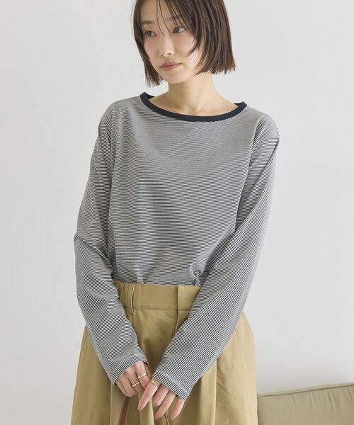 AMERICAN HOLIC(アメリカンホリック)の「シアーカラーボーダープルオーバー(Tシャツ/カットソー・レディース・ダークネイビー/ライトグレー・M/L)」の11枚目の写真