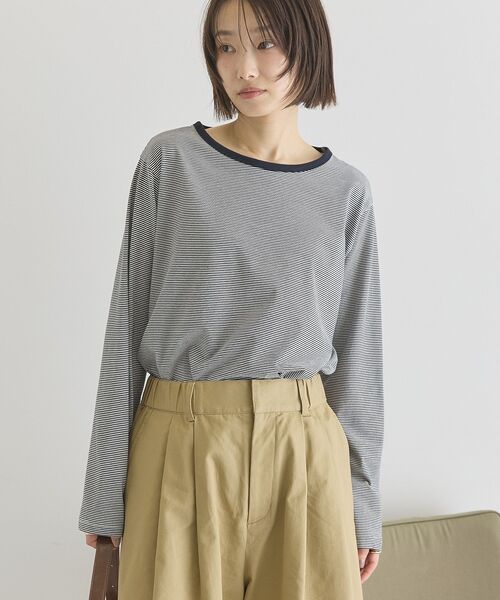AMERICAN HOLIC(アメリカンホリック)の「シアーカラーボーダープルオーバー(Tシャツ/カットソー・レディース・ダークネイビー/ライトグレー・M/L)」の12枚目の写真