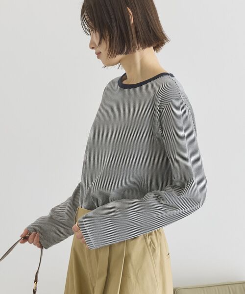 AMERICAN HOLIC(アメリカンホリック)の「シアーカラーボーダープルオーバー(Tシャツ/カットソー・レディース・ダークネイビー/ライトグレー・M/L)」の13枚目の写真