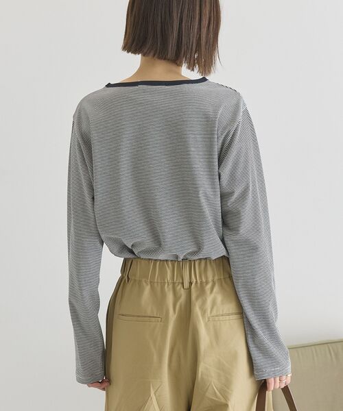 AMERICAN HOLIC(アメリカンホリック)の「シアーカラーボーダープルオーバー(Tシャツ/カットソー・レディース・ダークネイビー/ライトグレー・M/L)」の14枚目の写真