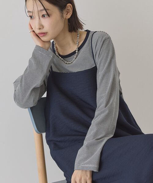 AMERICAN HOLIC(アメリカンホリック)の「シアーカラーボーダープルオーバー(Tシャツ/カットソー・レディース・ダークネイビー/ライトグレー・M/L)」の18枚目の写真