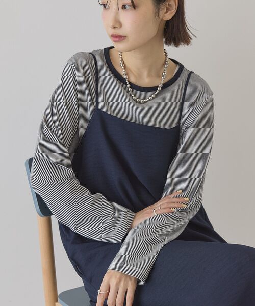 AMERICAN HOLIC(アメリカンホリック)の「シアーカラーボーダープルオーバー(Tシャツ/カットソー・レディース・ダークネイビー/ライトグレー・M/L)」の19枚目の写真