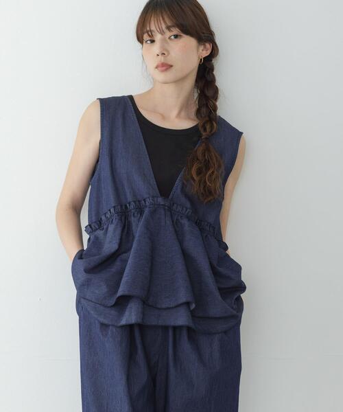 URBAN RESEARCH Sonny Label（アーバンリサーチサニーレーベル）の「ペプラムフリルアソートオールインワン（サロペット/オーバーオール・レディース・インディゴブルー/ブラック・38/36）」の11枚目の写真