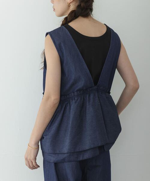 URBAN RESEARCH Sonny Label（アーバンリサーチサニーレーベル）の「ペプラムフリルアソートオールインワン（サロペット/オーバーオール・レディース・インディゴブルー/ブラック・38/36）」の14枚目の写真