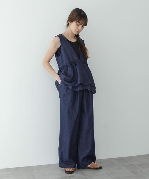URBAN RESEARCH Sonny Label（アーバンリサーチサニーレーベル）の「ペプラムフリルアソートオールインワン（サロペット/オーバーオール・レディース・インディゴブルー/ブラック・38/36）」の16枚目の写真