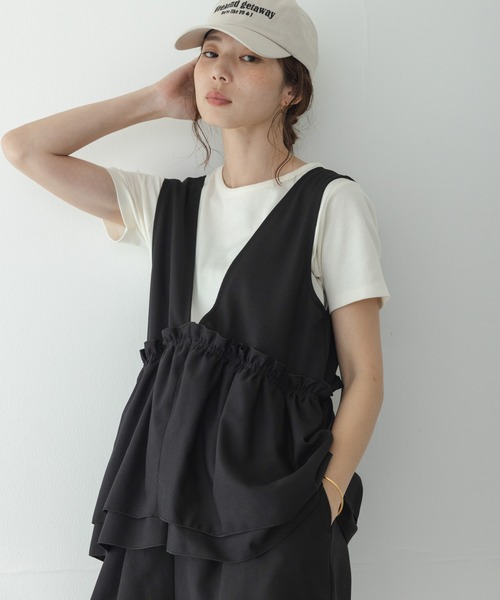 URBAN RESEARCH Sonny Label（アーバンリサーチサニーレーベル）の「ペプラムフリルアソートオールインワン（その他パンツ・レディース・インディゴブルー/ブラック・38/36）」の4枚目の写真