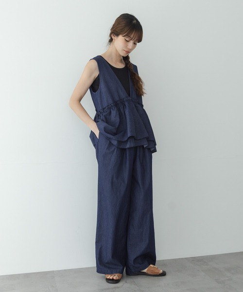 URBAN RESEARCH Sonny Label（アーバンリサーチサニーレーベル）の「ペプラムフリルアソートオールインワン（その他パンツ・レディース・インディゴブルー/ブラック・38/36）」の19枚目の写真