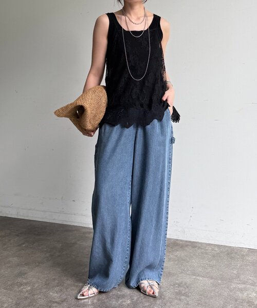 DouDou(ドゥドゥ)の「リヨセルペインターデニム(デニムパンツ・レディース・ブルー・TM/FREE)」の2枚目の写真