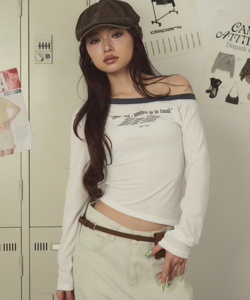 WEGO(ウィゴー)の「DISPARK/room404バイカラーロンT(Tシャツ/カットソー・レディース・杢グレー/オフホワイト・FREE)」の1枚目の写真