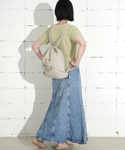 PEANUTS(ピーナッツ)の「"09"≪PEANUTS≫リバーシブル 1ポケット ナイロン 刺繍 ナップサック × トートバッグ(バックパック/リュック・レディース・ダークベージュ/セージグリーン/グレー/サックスブルー/アイボリー・ONE SIZE)」の15枚目の写真