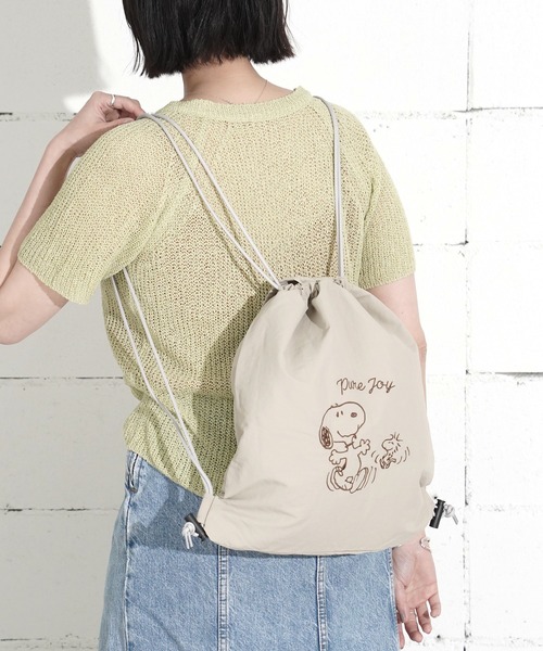 PEANUTS(ピーナッツ)の「"09"≪PEANUTS≫リバーシブル 1ポケット ナイロン 刺繍 ナップサック × トートバッグ(バックパック/リュック・レディース・ダークベージュ/セージグリーン/グレー/サックスブルー/アイボリー・ONE SIZE)」の16枚目の写真