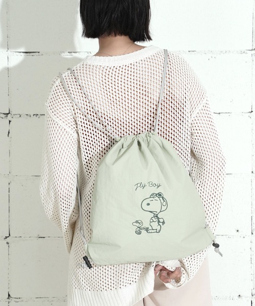 PEANUTS(ピーナッツ)の「"09"≪PEANUTS≫リバーシブル 1ポケット ナイロン 刺繍 ナップサック × トートバッグ(バックパック/リュック・レディース・ダークベージュ/セージグリーン/グレー/サックスブルー/アイボリー・ONE SIZE)」の21枚目の写真