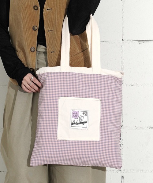 PEANUTS(ピーナッツ)の「"09"≪PEANUTS≫リバーシブル 1ポケット ナイロン 刺繍 ナップサック × トートバッグ(バックパック/リュック・レディース・ダークベージュ/セージグリーン/グレー/サックスブルー/アイボリー・ONE SIZE)」の9枚目の写真