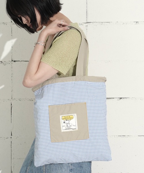 PEANUTS(ピーナッツ)の「"09"≪PEANUTS≫リバーシブル 1ポケット ナイロン 刺繍 ナップサック × トートバッグ(バックパック/リュック・レディース・ダークベージュ/セージグリーン/グレー/サックスブルー/アイボリー・ONE SIZE)」の18枚目の写真