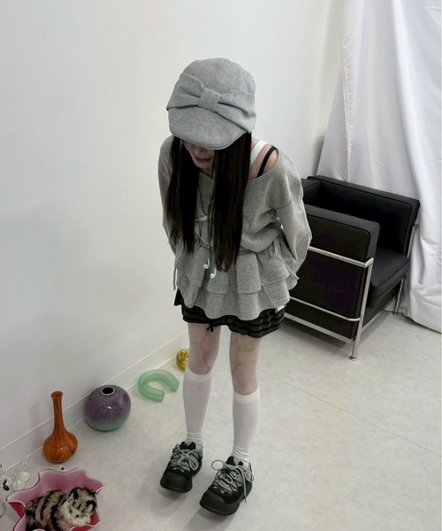 Never mind the XU / Chikashitsu+（ネバーマインド ザ エックスユー / チカシツプラス）の「【nmtc+】cancan mini one-piece / 【エヌエムティーシープラス】カンカンミニワンピース <着用動画あり>（ワンピース・レディース・グレー/ブラック・ONE SIZE）」の10枚目の写真