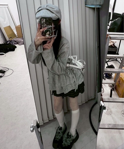 Never mind the XU / Chikashitsu+（ネバーマインド ザ エックスユー / チカシツプラス）の「【nmtc+】cancan mini one-piece / 【エヌエムティーシープラス】カンカンミニワンピース <着用動画あり>（ワンピース・レディース・グレー/ブラック・ONE SIZE）」の13枚目の写真