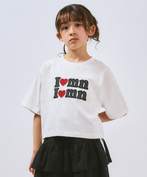 minimal | 【綿100%】ロゴアップリケクロップド半袖Tシャツ(Tシャツ/カットソー)