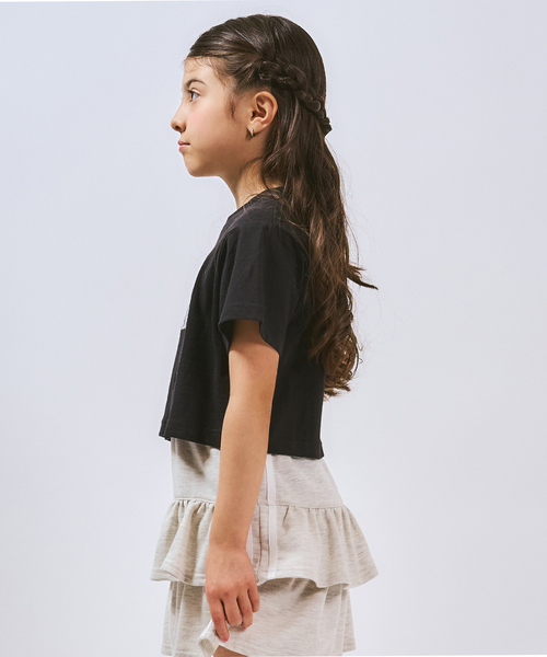 minimal（ミニマル）の「【綿100%】ロゴアップリケクロップド半袖Tシャツ（Tシャツ/カットソー・キッズ・オフホワイト/ブラック/サックスブルー/ライトグリーン・140cm/130cm/120cm/110cm/100cm/90cm）」の8枚目の写真