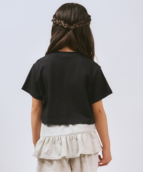 minimal（ミニマル）の「【綿100%】ロゴアップリケクロップド半袖Tシャツ（Tシャツ/カットソー・キッズ・オフホワイト/ブラック/サックスブルー/ライトグリーン・140cm/130cm/120cm/110cm/100cm/90cm）」の9枚目の写真