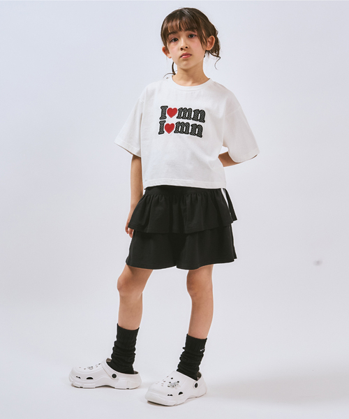 minimal（ミニマル）の「【綿100%】ロゴアップリケクロップド半袖Tシャツ（Tシャツ/カットソー・キッズ・オフホワイト/ブラック/サックスブルー/ライトグリーン・140cm/130cm/120cm/110cm/100cm/90cm）」の10枚目の写真