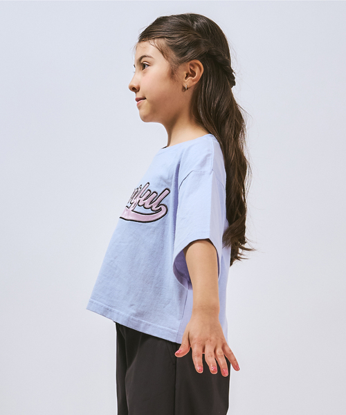 minimal（ミニマル）の「【綿100%】ロゴアップリケクロップド半袖Tシャツ（Tシャツ/カットソー・キッズ・オフホワイト/ブラック/サックスブルー/ライトグリーン・140cm/130cm/120cm/110cm/100cm/90cm）」の15枚目の写真