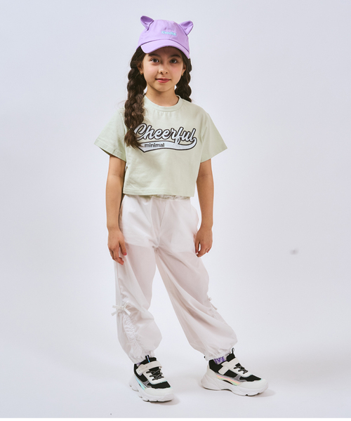 minimal（ミニマル）の「【綿100%】ロゴアップリケクロップド半袖Tシャツ（Tシャツ/カットソー・キッズ・オフホワイト/ブラック/サックスブルー/ライトグリーン・140cm/130cm/120cm/110cm/100cm/90cm）」の17枚目の写真