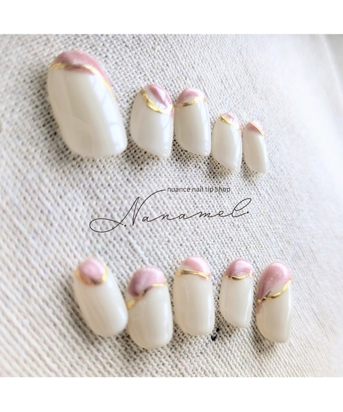 tone（トーン）の「【nanamel】ニュアンスフレンチ(MA)（ネイルシール/ネイルチップ・レディース・ホワイト・M）」の2枚目の写真