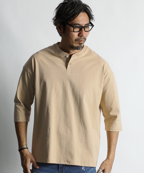 セール】8oz HEAVY WEIGHT COTTON 3/4 SLEEVE HENLEY NECK TEE