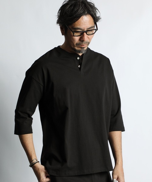 セール】8oz HEAVY WEIGHT COTTON 3/4 SLEEVE HENLEY NECK TEE