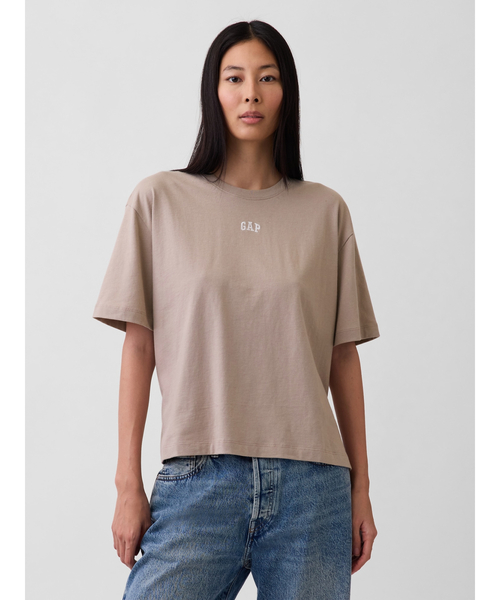 GAP(ギャップ)の「オーバーサイズ GAPロゴ チューニックTシャツ(Tシャツ/カットソー・レディース・ブラック/ベージュ/ホワイト/ピンク・XXS/XL/L/M/S/XS)」の3枚目の写真
