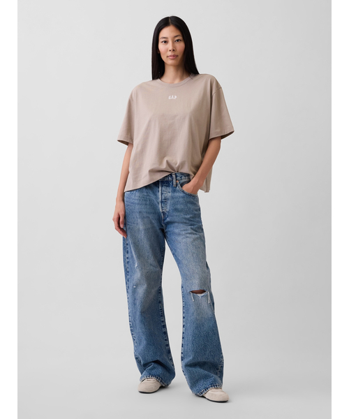 GAP(ギャップ)の「オーバーサイズ GAPロゴ チューニックTシャツ(Tシャツ/カットソー・レディース・ブラック/ベージュ/ホワイト/ピンク・XXS/XL/L/M/S/XS)」の5枚目の写真