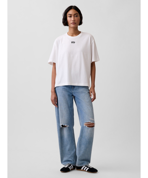GAP(ギャップ)の「オーバーサイズ GAPロゴ チューニックTシャツ(Tシャツ/カットソー・レディース・ブラック/ベージュ/ホワイト/ピンク・XXS/XL/L/M/S/XS)」の6枚目の写真